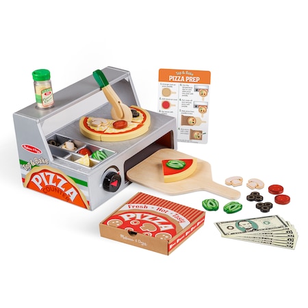 Melissa & Doug Top + Bake Pizza Counter - Wooden Play Food 9465